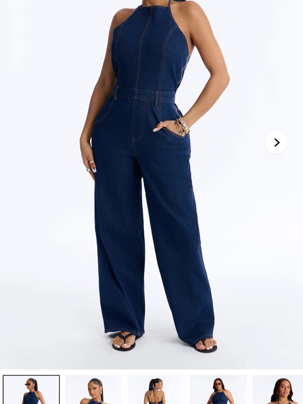 Fashion Nova x Henna Denim Barrel Leg Jumpsuit - Dark Wash